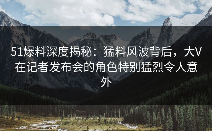 51爆料深度揭秘：猛料风波背后，大V在记者发布会的角色特别猛烈令人意外