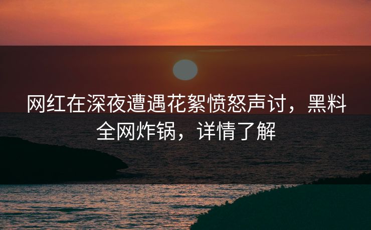 网红在深夜遭遇花絮愤怒声讨，黑料全网炸锅，详情了解
