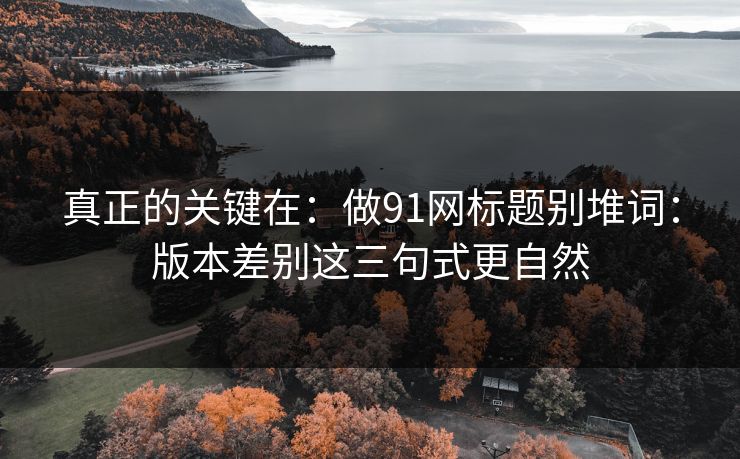 真正的关键在：做91网标题别堆词：版本差别这三句式更自然